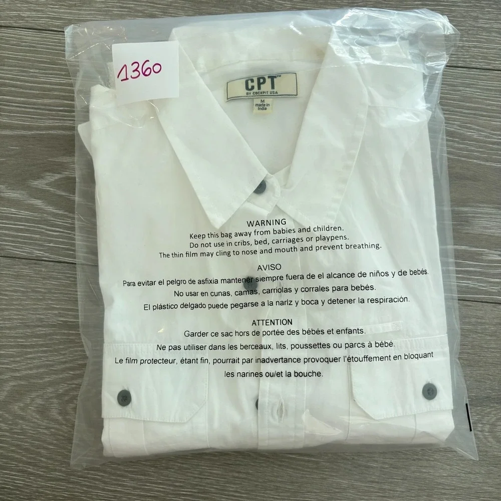 Vintage Cockpit USA Mens White Long Sleeve D.I. Heritage Button Up Shirt‎ Size M